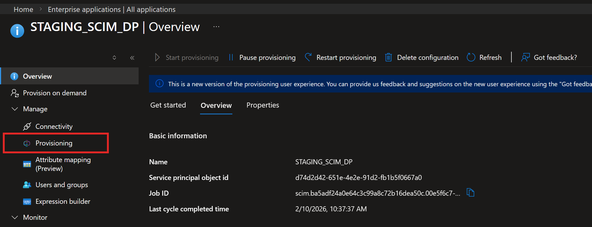 Provisioning indstillinger